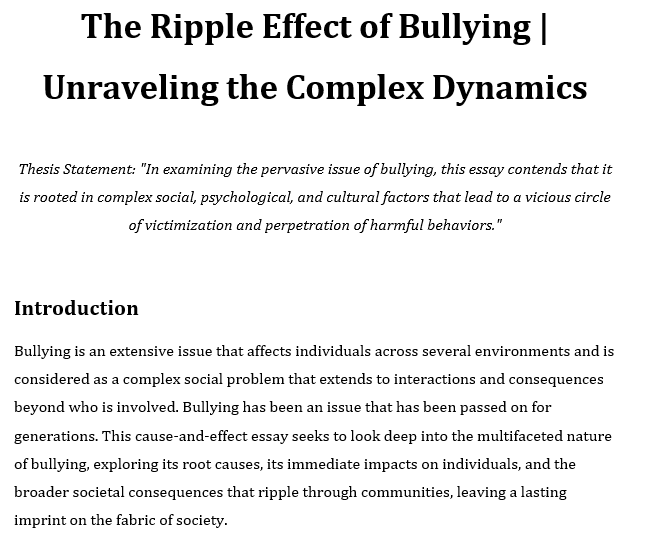 Effect of Bullying